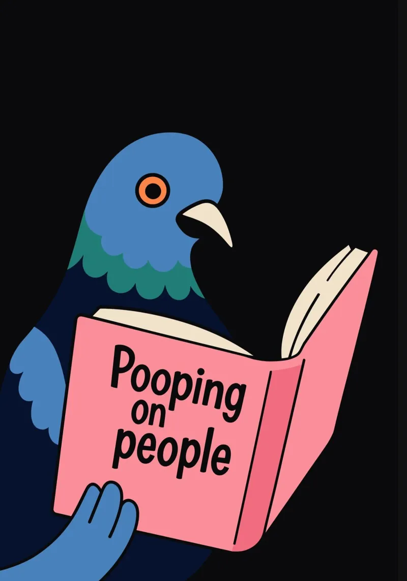 Pigeon Reading "Pooping on People" carta hahnemühle da edsonramosart