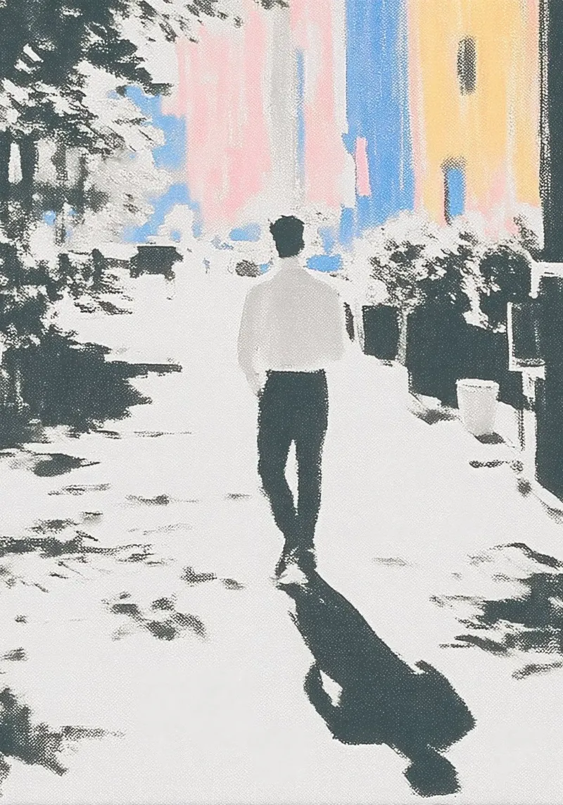 Uomo per strada in colori pastello pellicola backlit da Nikis Art Studio