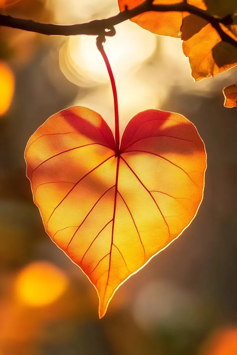 Foglia di cuore in autunno pellicola backlit da M-Ulrich-Digital Art