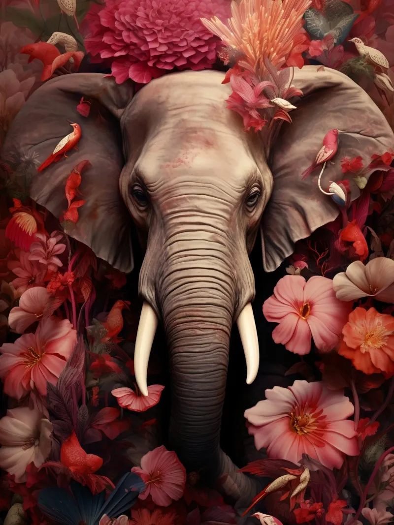Elephant Flowers acrylic glass by Mateo