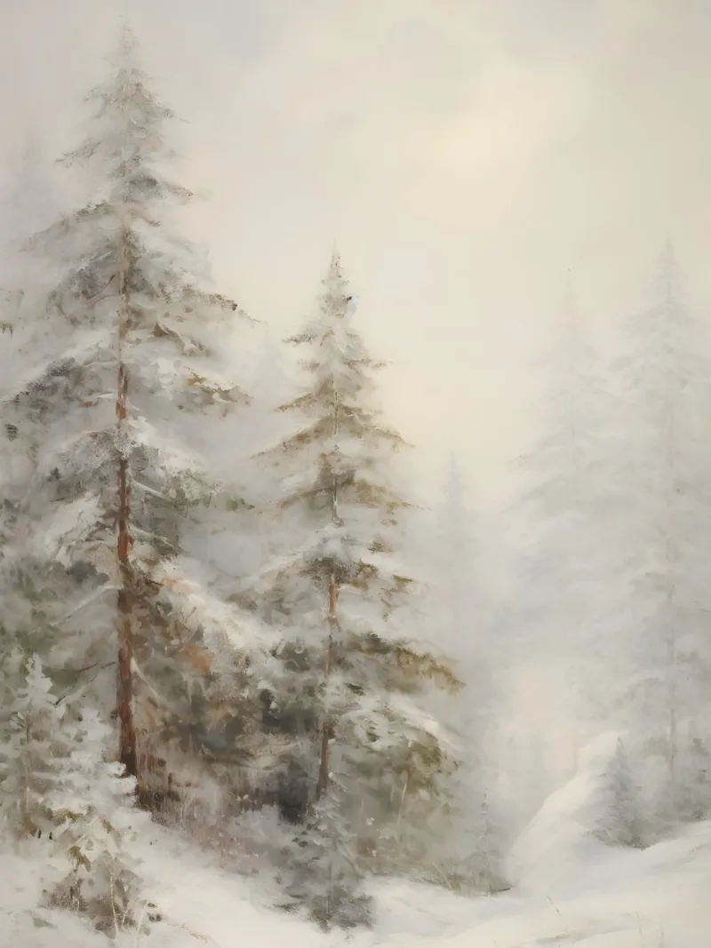 Foresta invernale - Abeti innevati nella nebbia pellicola backlit da Studio Vibe