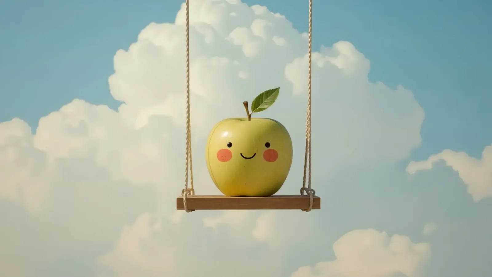 Manzana sonriente en columpio metacrilato de DesignDoodle