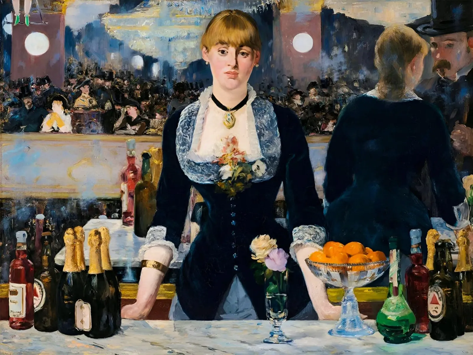 Edouard Manet - A Bar at the Folies-Bergere (1882) canvas with Floater frame by William Store