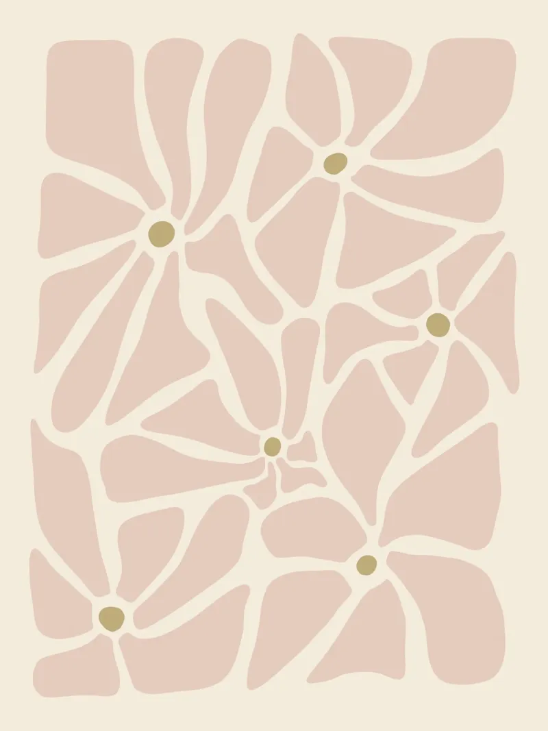 Fiori astratti di metà secolo, color crema, marrone e beige plexiglass da This Wild Soul - Illustration