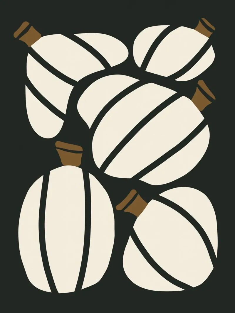 Arte bauhaus di metà secolo in bianco e nero, zucca retrò d'autunno carta hahnemühle da This Wild Soul - Illustration