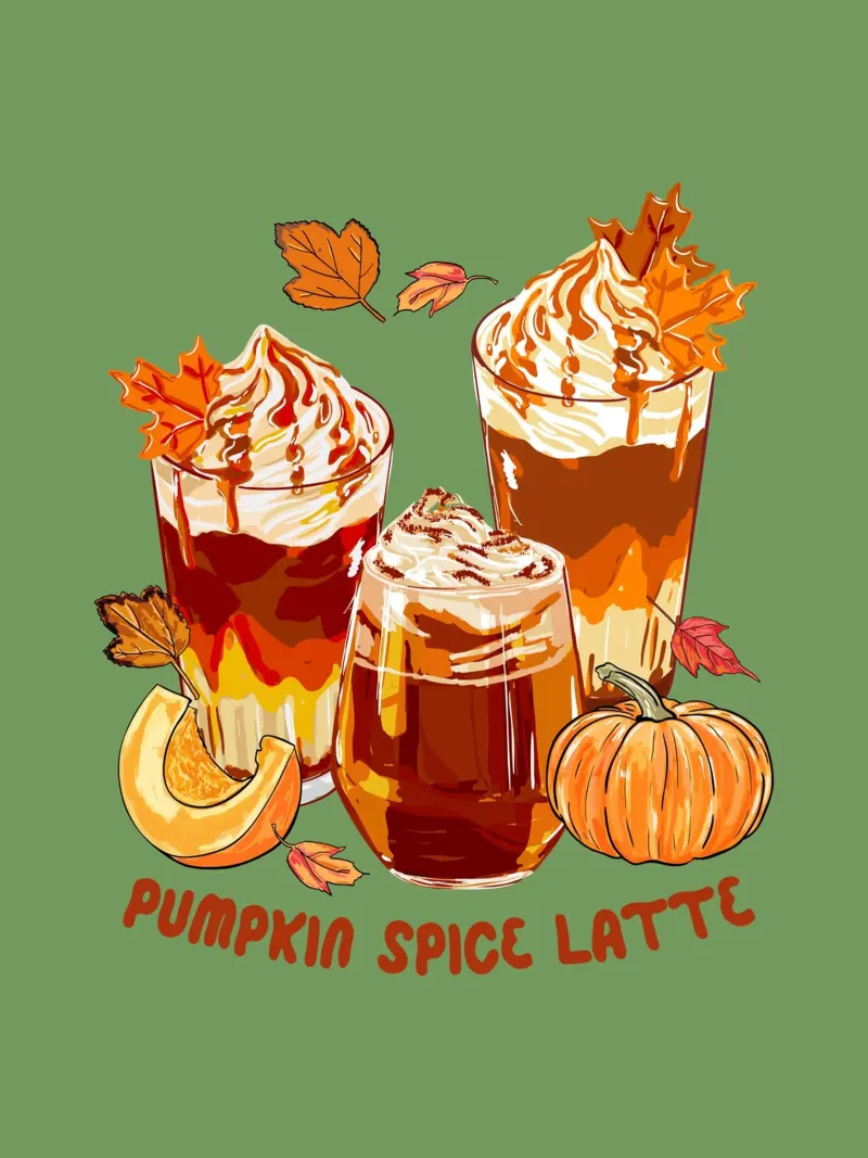 Pumpkin Spice Latte Accogliente illustrazione autunnale carta hahnemühle da EDMPROJECT