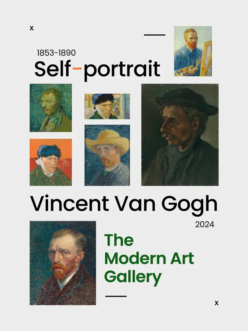 Self-Portrait: Vincent Van Gogh poster con telaio in alluminio da Art Center