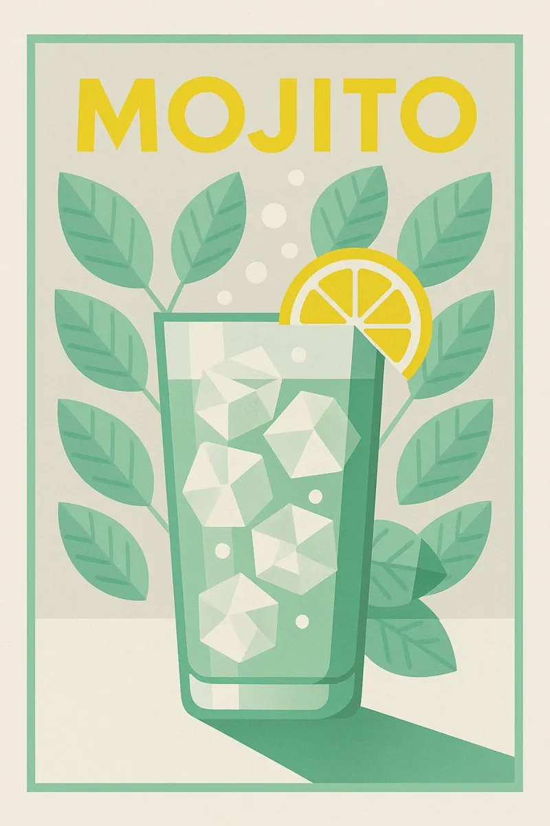 Affiche Mojito - Cocktail Citron Vert et Menthe pellicola backlit da Boissons - Affiches & posters - Retro