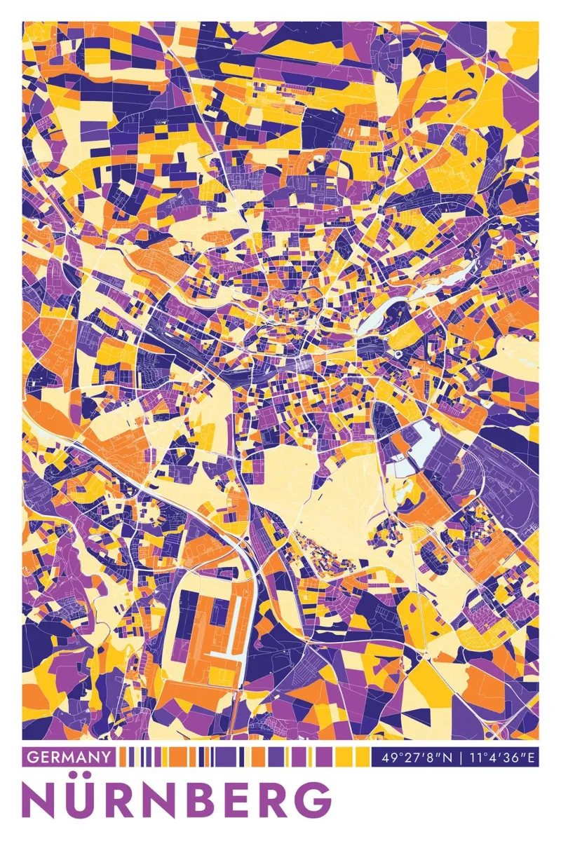 Nuremberg Color metacrilato de CityMapPoster