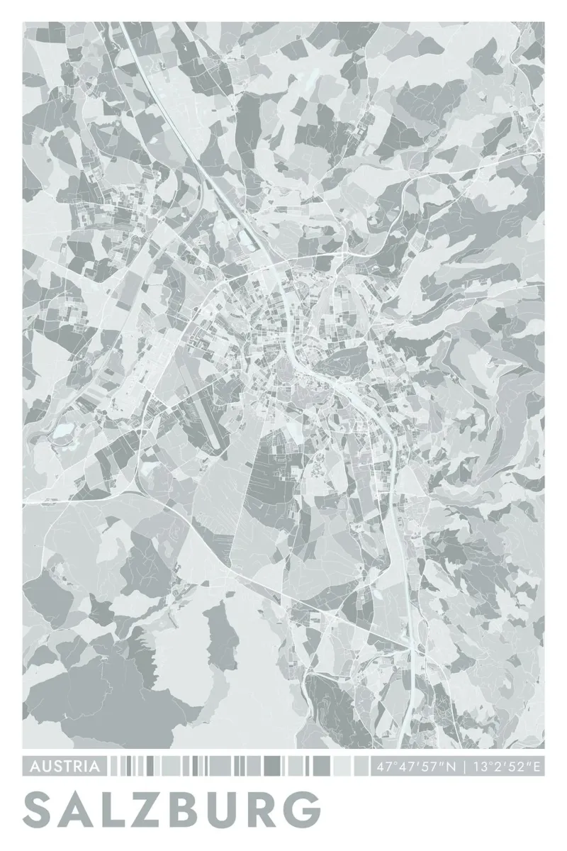Poster della città di Salisburgo carta hahnemühle da CityMapPoster