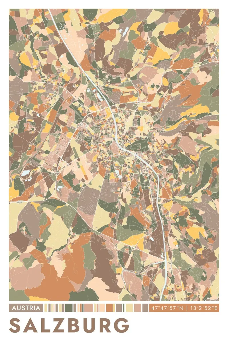 Città di Salisburgo carta hahnemühle da CityMapPoster