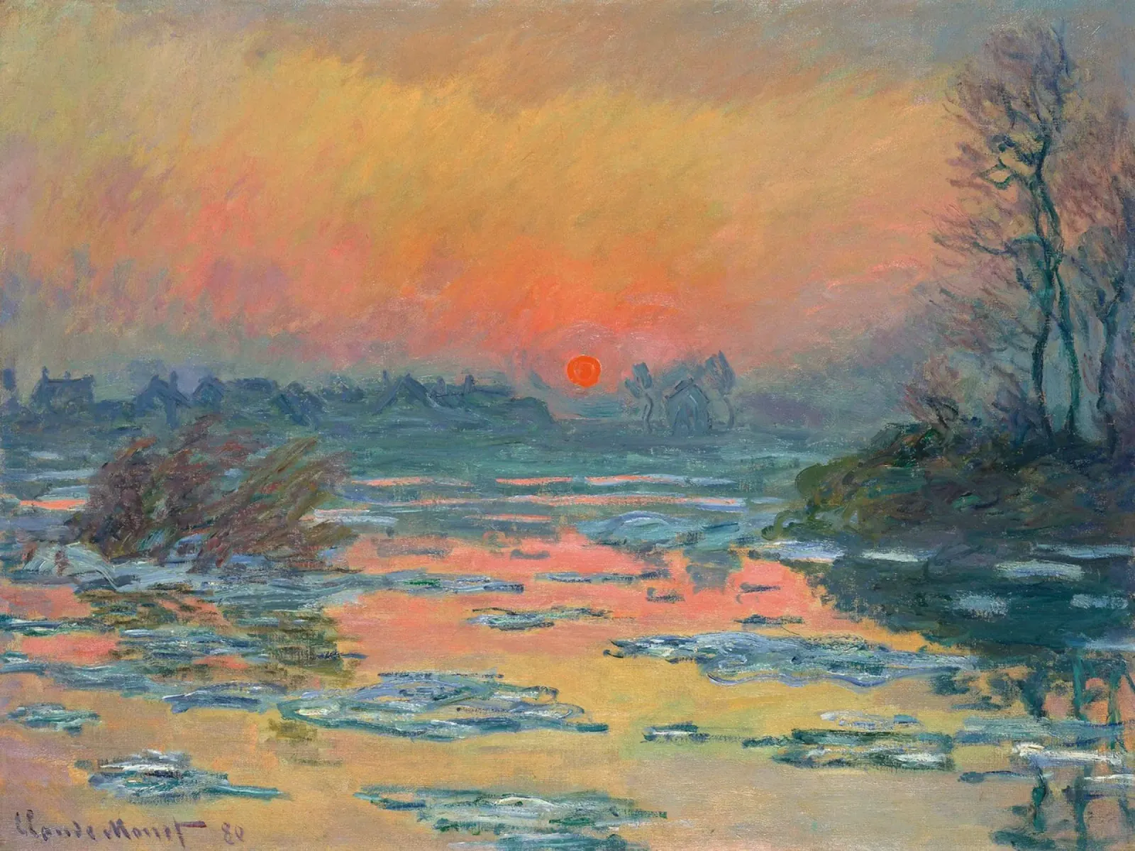 Sunset on the Seine in Winter - Claude Monet carta hahnemühle da apoloprints