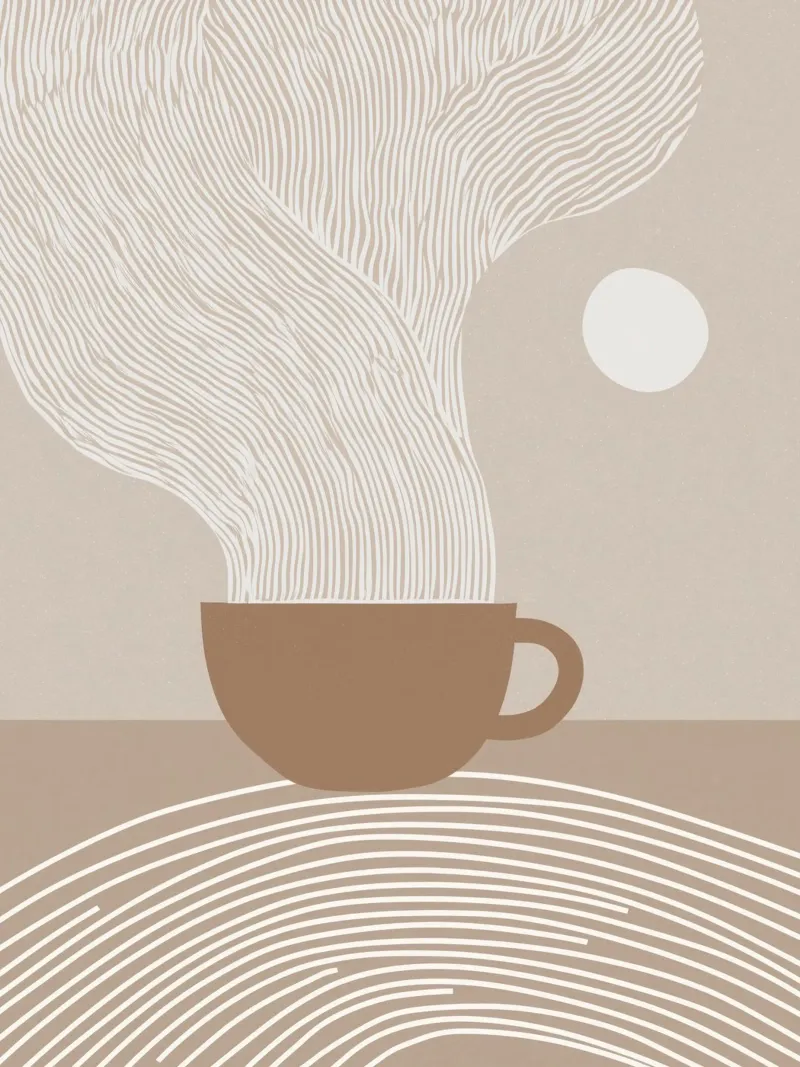 Zen latte | Line art bianca su beige carta hahnemühle da Autofocus