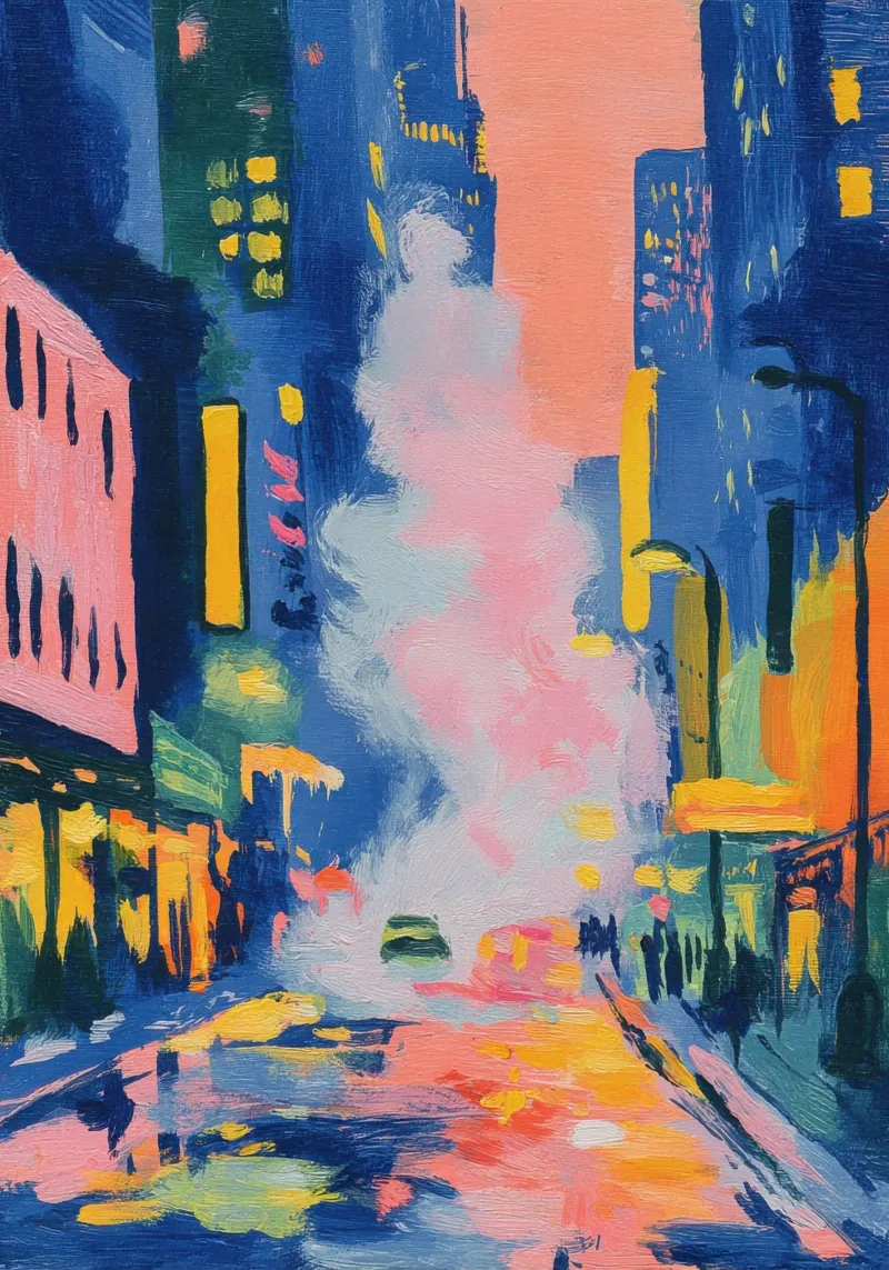 Strada di New York di notte pellicola backlit da Nikis Art Studio