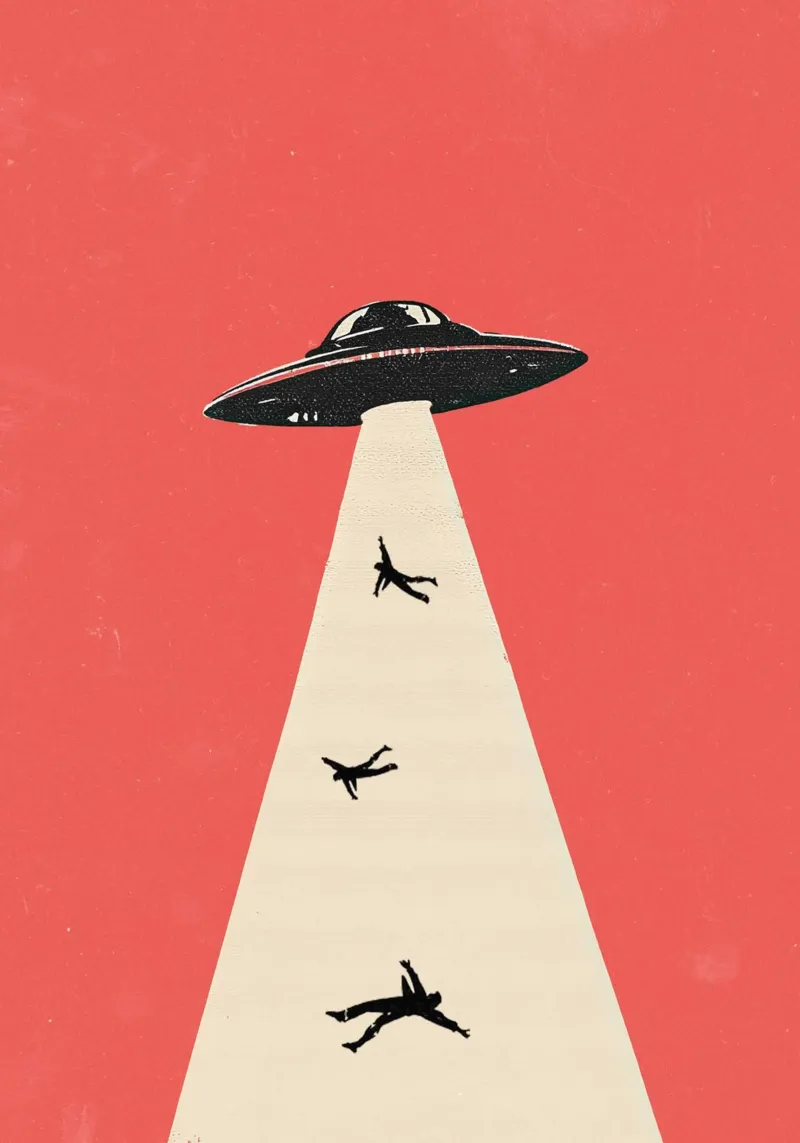 Stampa Pop Art Retro Sci-Fi Abduction plexiglass da Bakara