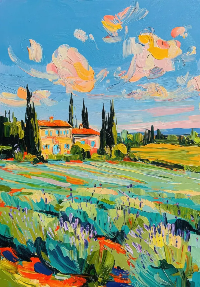 Paesaggio toscano con casa plexiglass da ArtByNiki