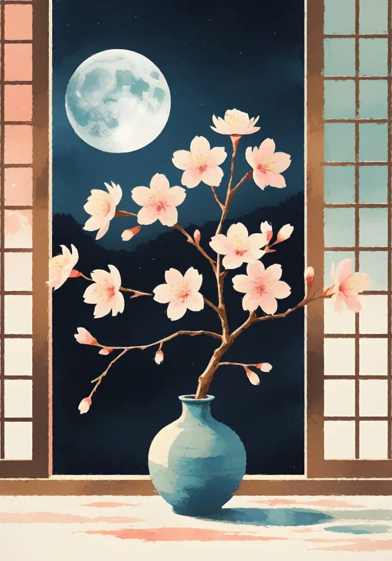 ein blühender Sakura-Zweig in einer einfachen Vase Acryl-Glas von Bloom And Brush