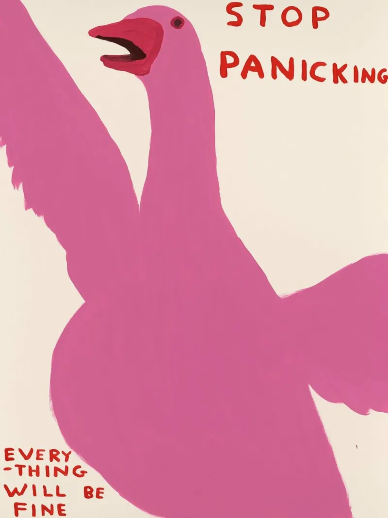 david shrigley smette di farsi prendere dal panico pellicola backlit da Sandra
