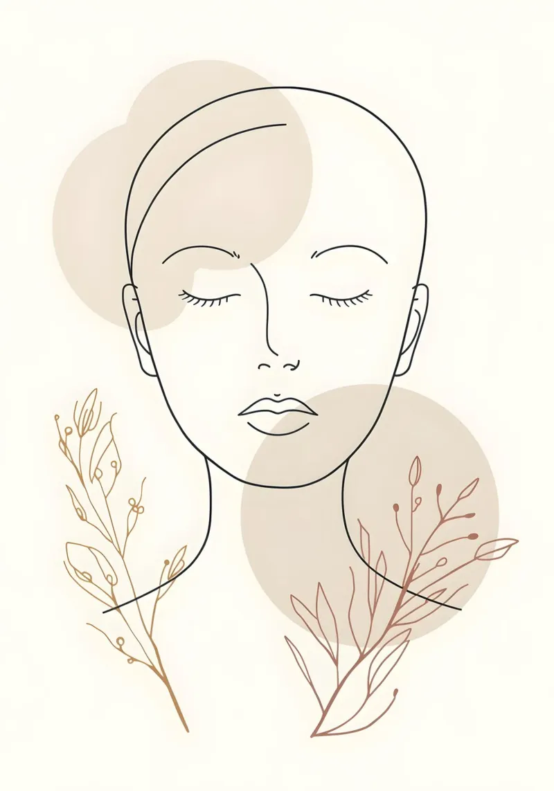 Portrait au trait d'une femme avec des fleurs hahnemühle de Bloom And Brush