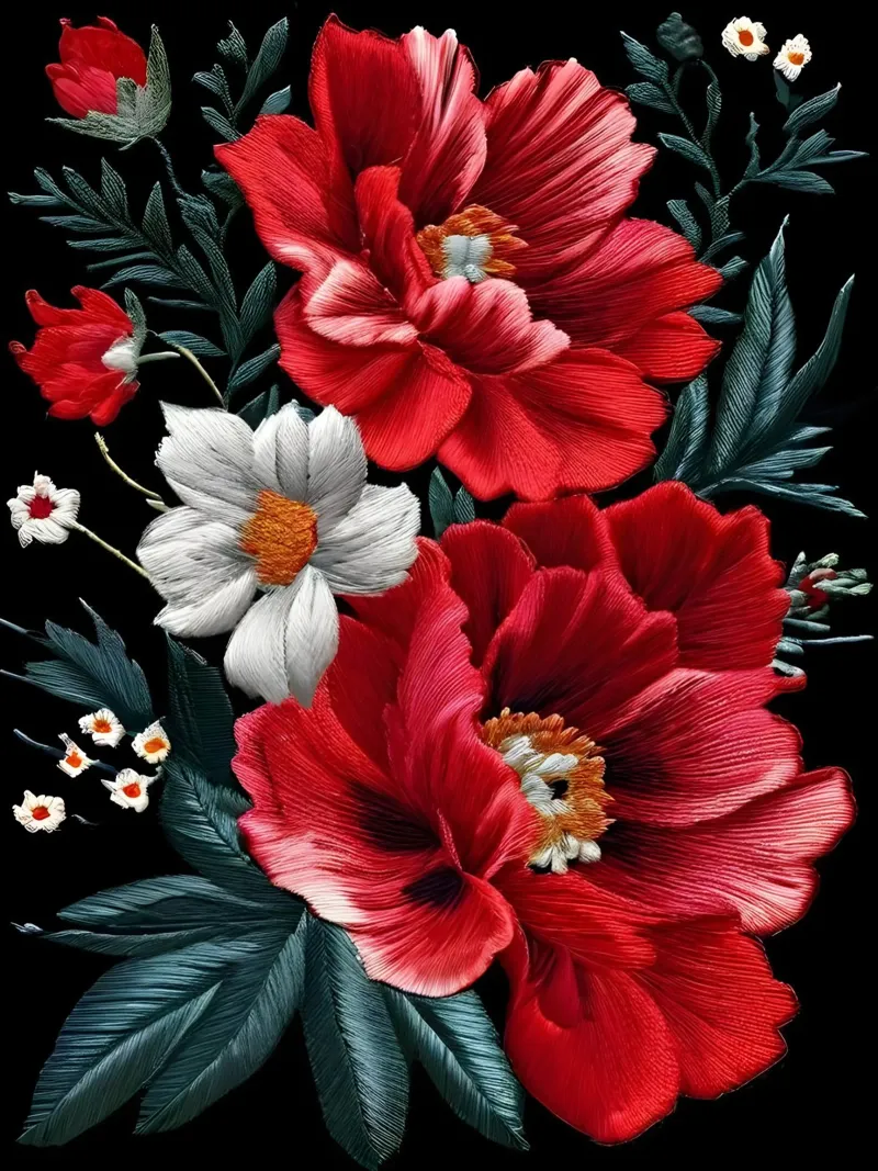 Gestickter Floraler Wandteppich Poster von Artistic-shop