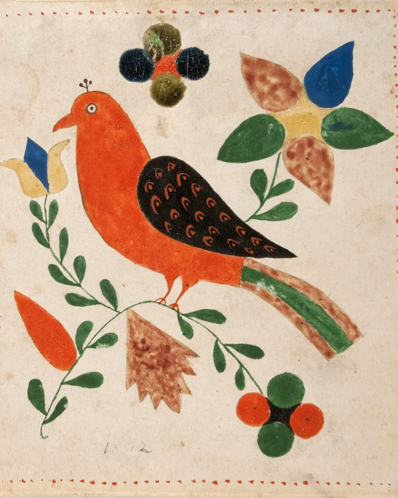 Bird Facing Left on Flowering carta hahnemühle da vintageshop