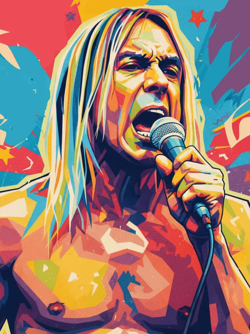 Iggy Pop pop art colorata pannello forex da Hantamrata