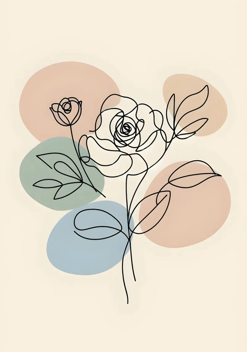Line art minimalista di un fiore di rosa carta hahnemühle da Bloom And Brush