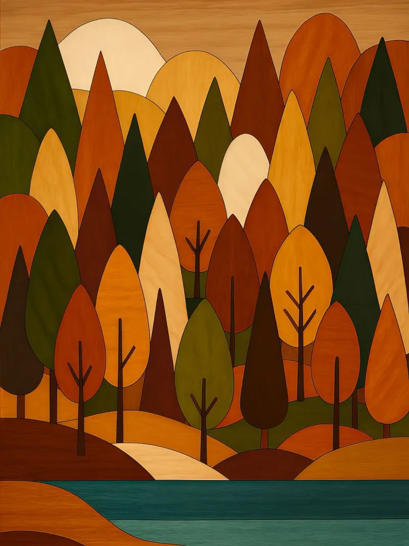 Foresta minimalista in autunno alluminio dibond da ARTOMATIC