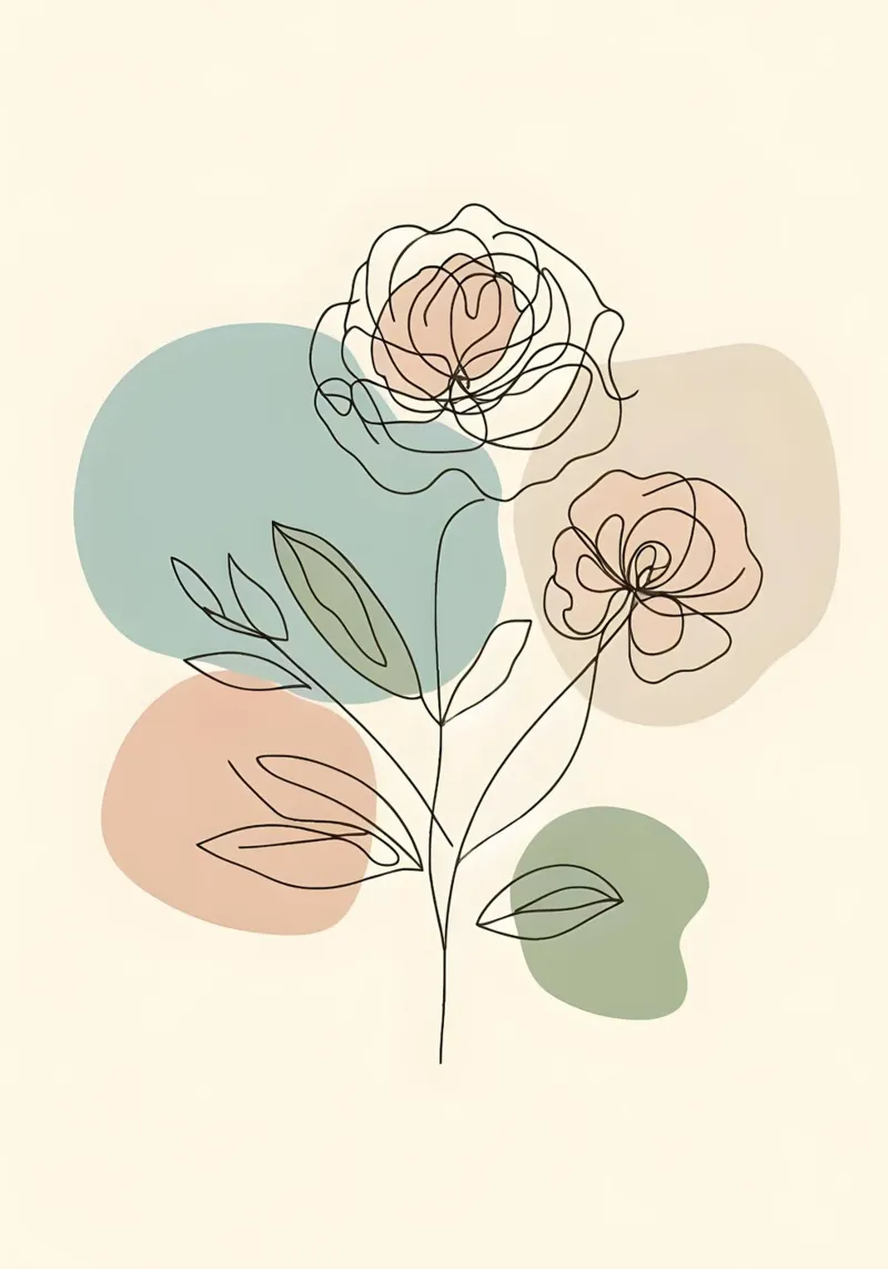 Line art minimalista di un fiore di rosa carta hahnemühle da Bloom And Brush