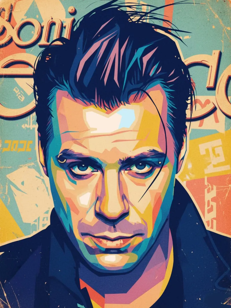 Till Lindemann ritratto pop art pellicola backlit da Hantamrata