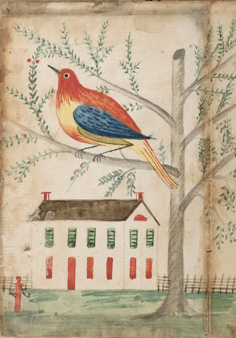 House and Bird on a Tree carta hahnemühle da vintageshop