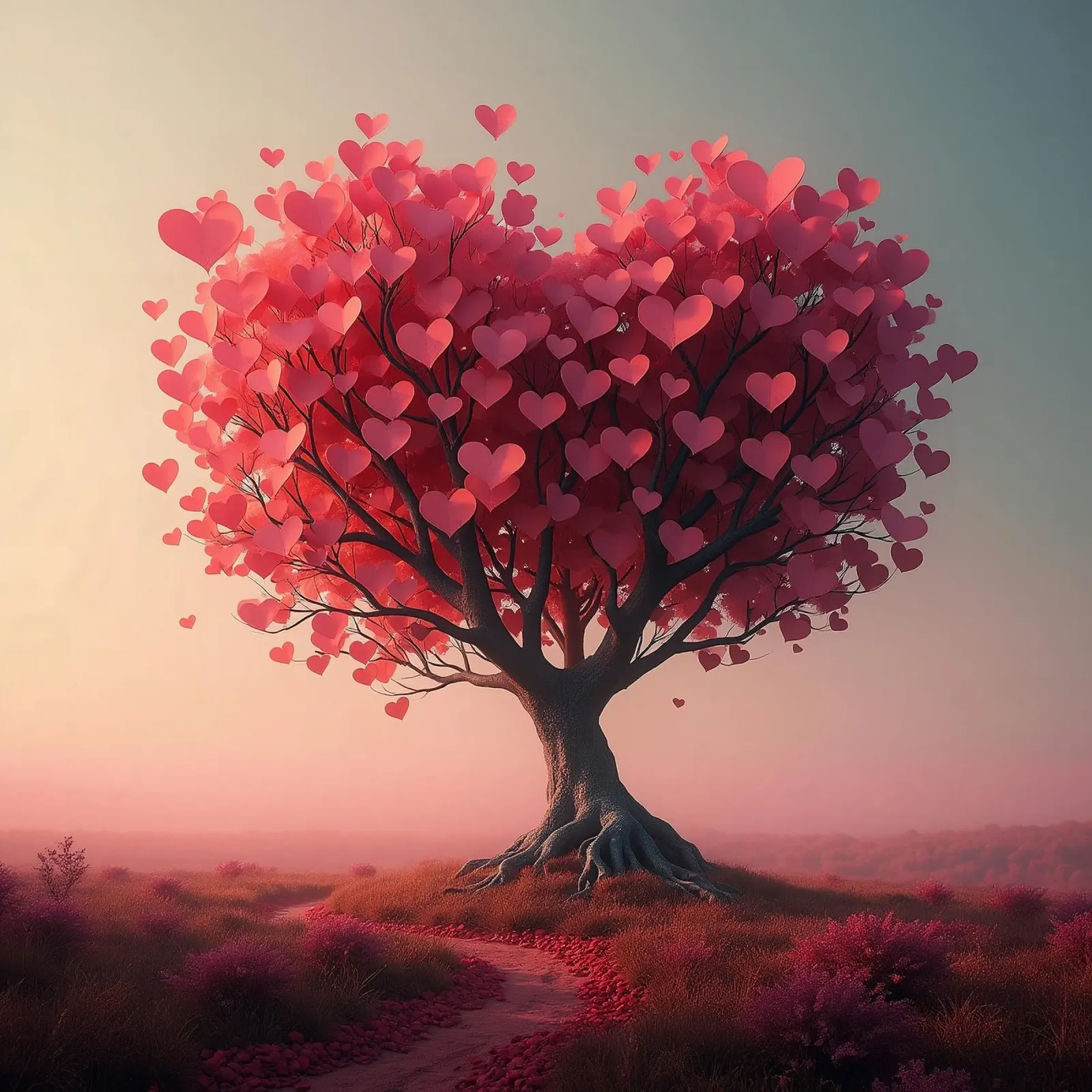 Albero con cuori_1 pellicola backlit da Pink- und LoveArt by LK