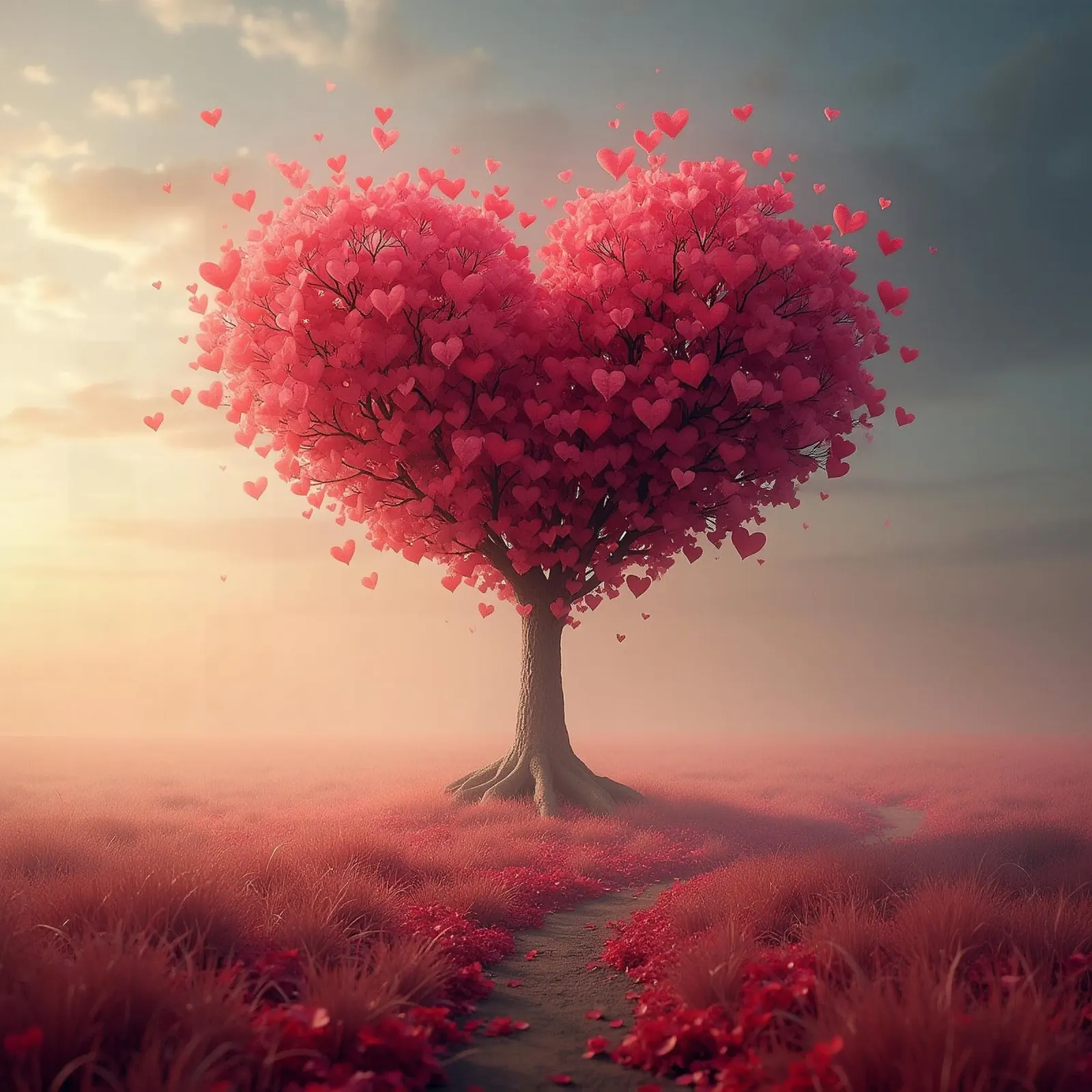 Albero con cuori_2 pellicola backlit da Pink- und LoveArt by LK
