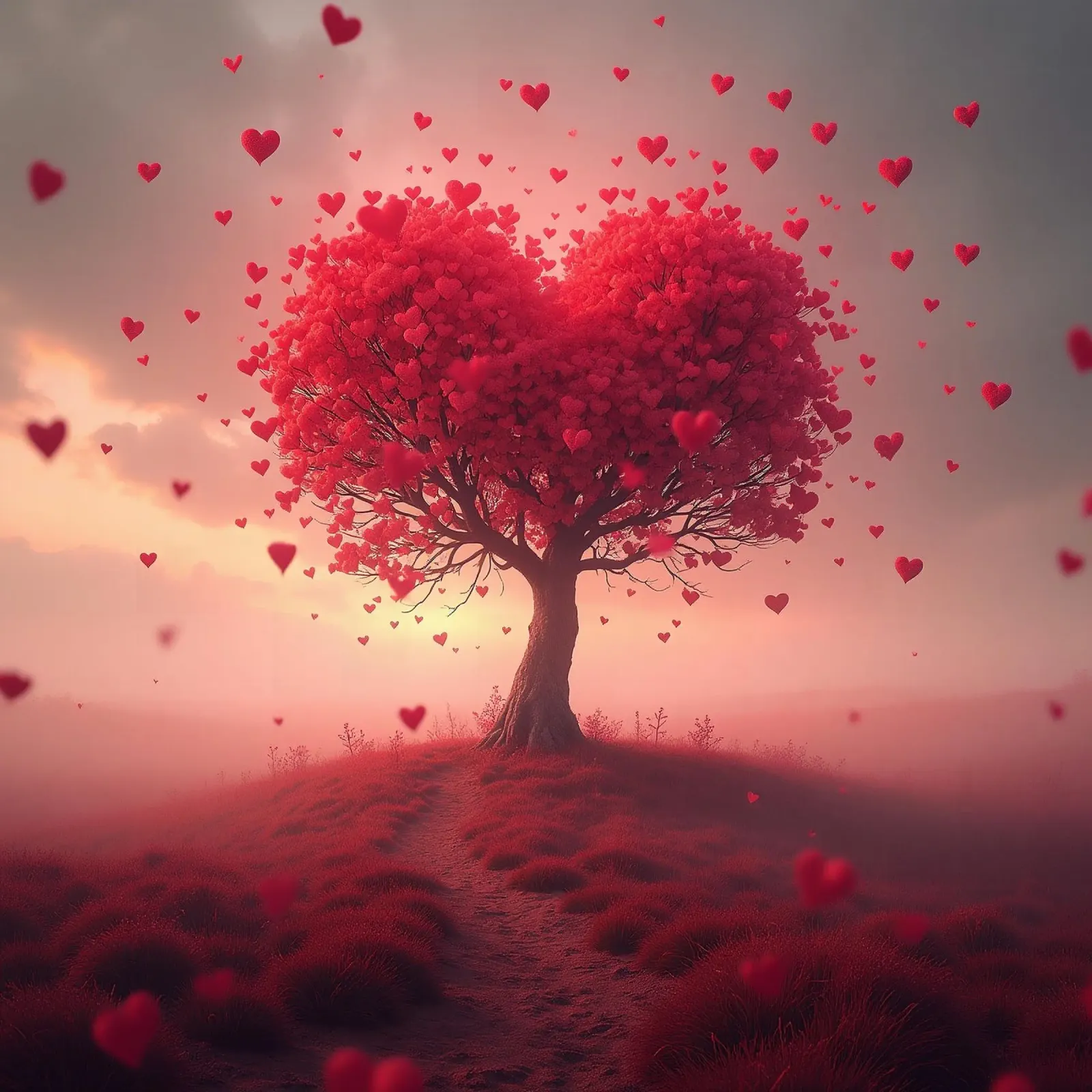 Albero con cuori_3 carta hahnemühle da Pink- und LoveArt by LK