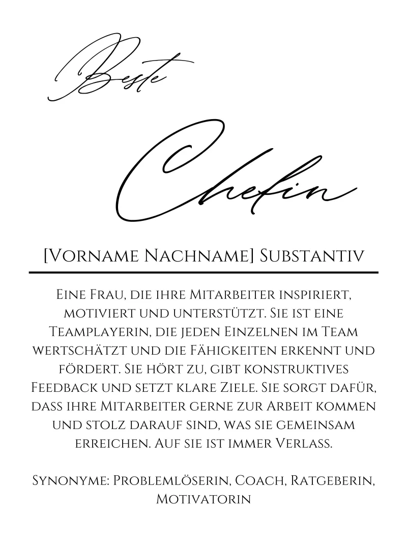 Definizione Best CHEFIN, regalo personalizzato, ufficio poster da Wortfieber