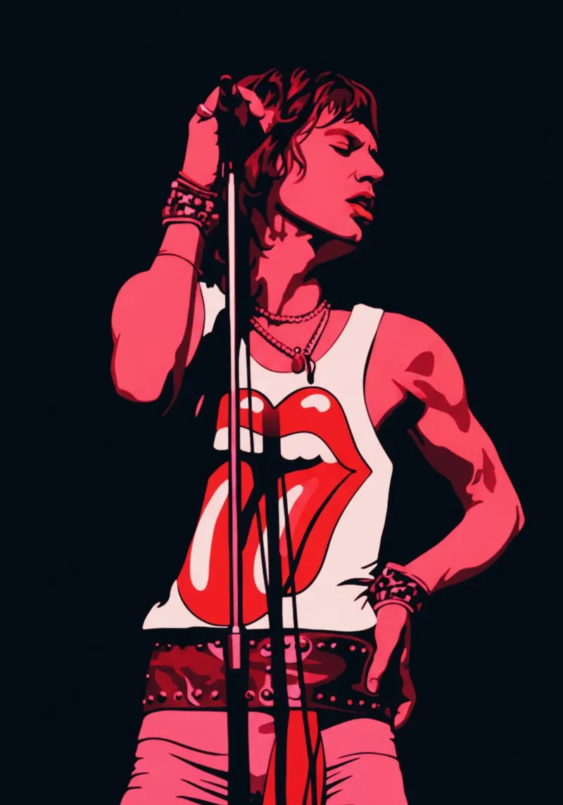 Mick Jagger in rosa nero pellicola backlit da Lembayung art