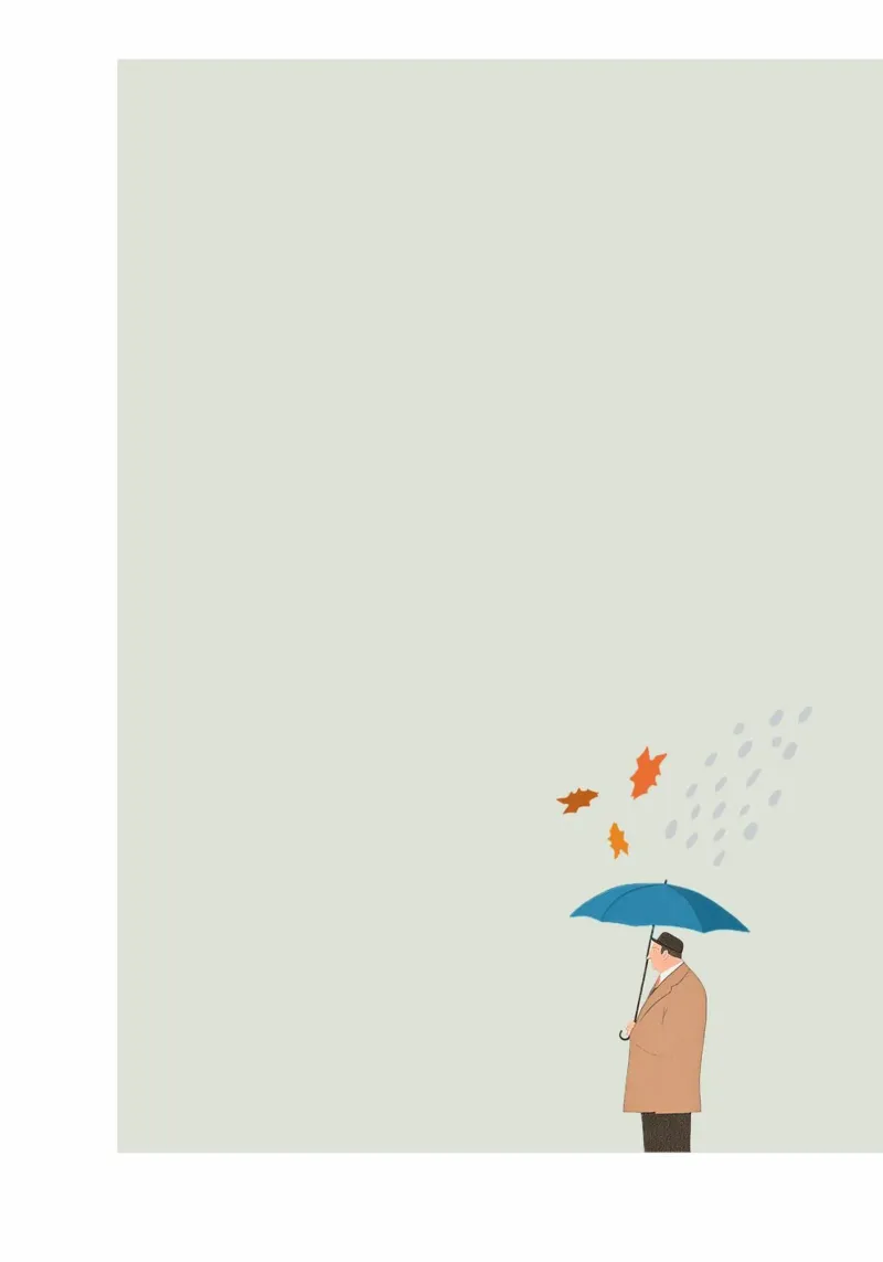 Man in the Rain Herbst Poster Illustration Herbst Regen alluminio dibond da LIMITED EDITION LETTERS