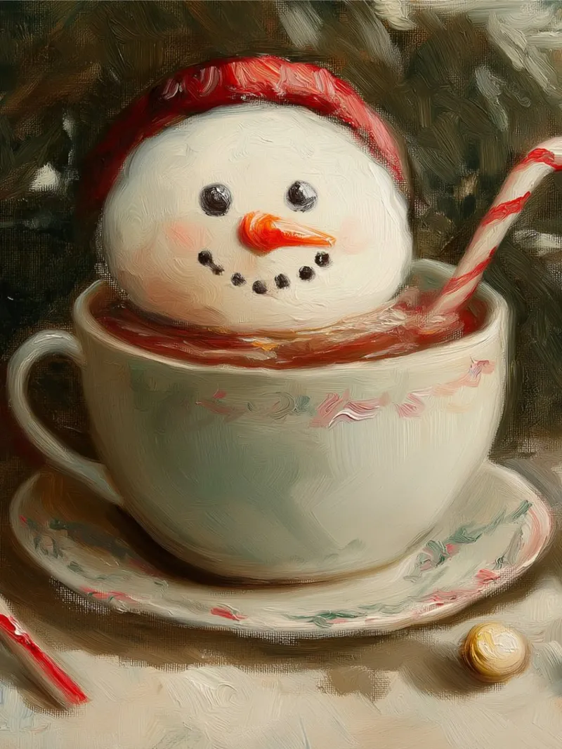 Snowman Hot Cocoa Kunstdruk canvas van Cozy Vibes