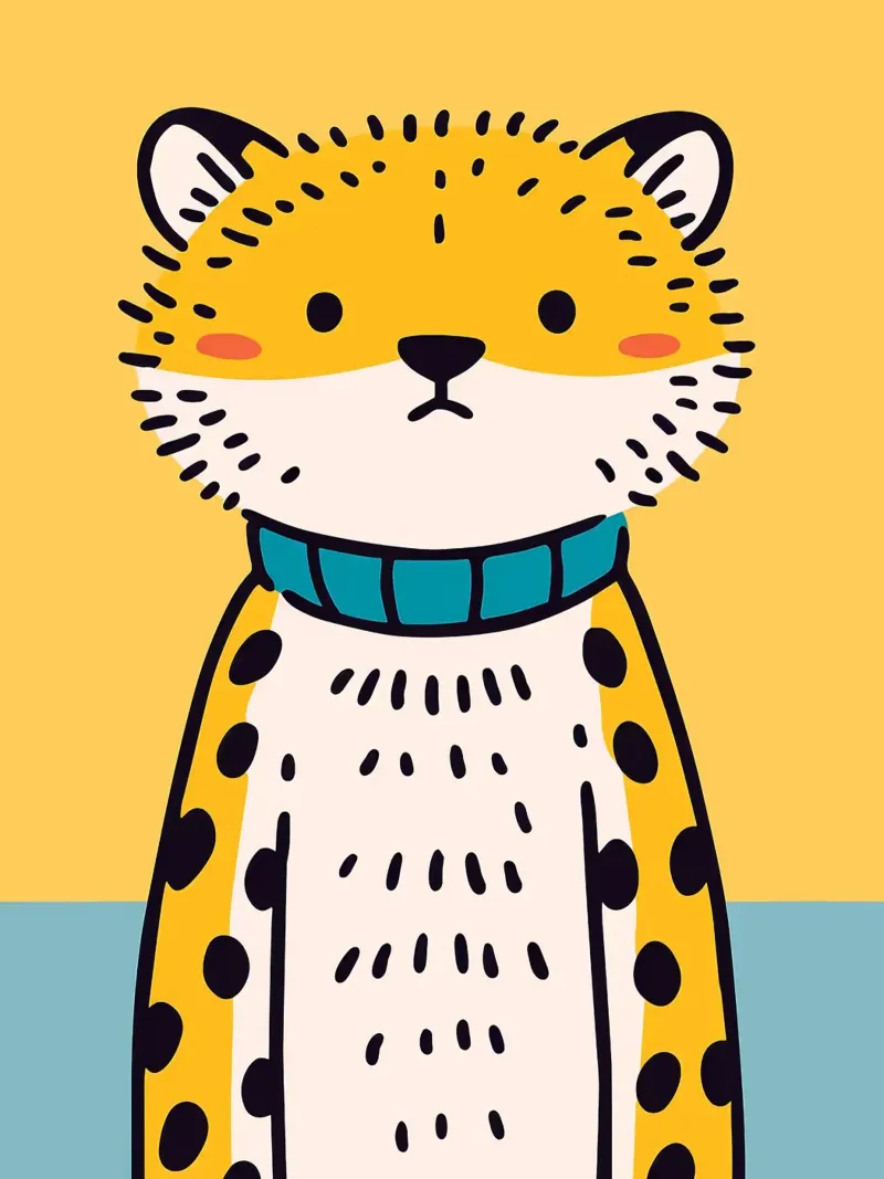 Simpática ilustración de un leopardo metacrilato de JoyWalkerShop
