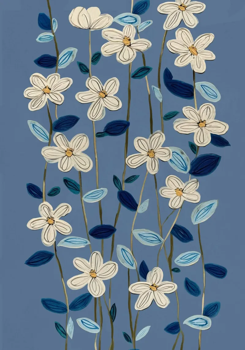 Jasmine Vines on Blue alluminio dibond da Flow Line