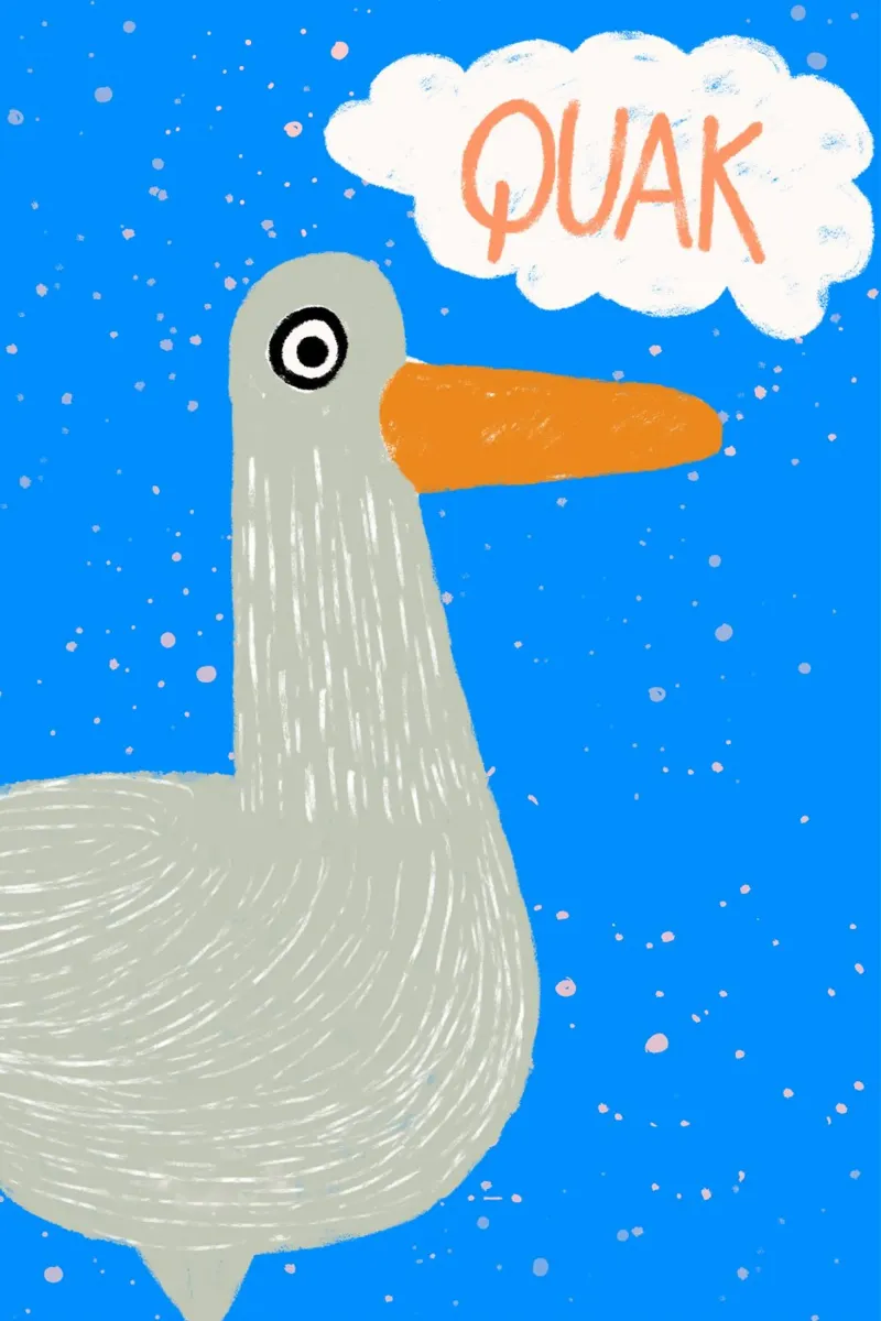 Quak! – Lustige Enten Illustration in Grau und Blau carta hahnemühle da fraeuleinvonfuchs
