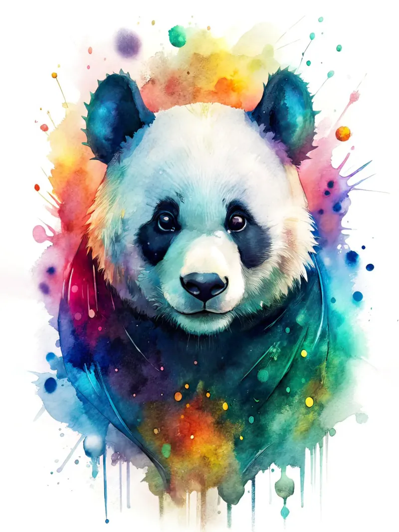 Orso panda in acquerello pellicola backlit da 🎁 NOBELART