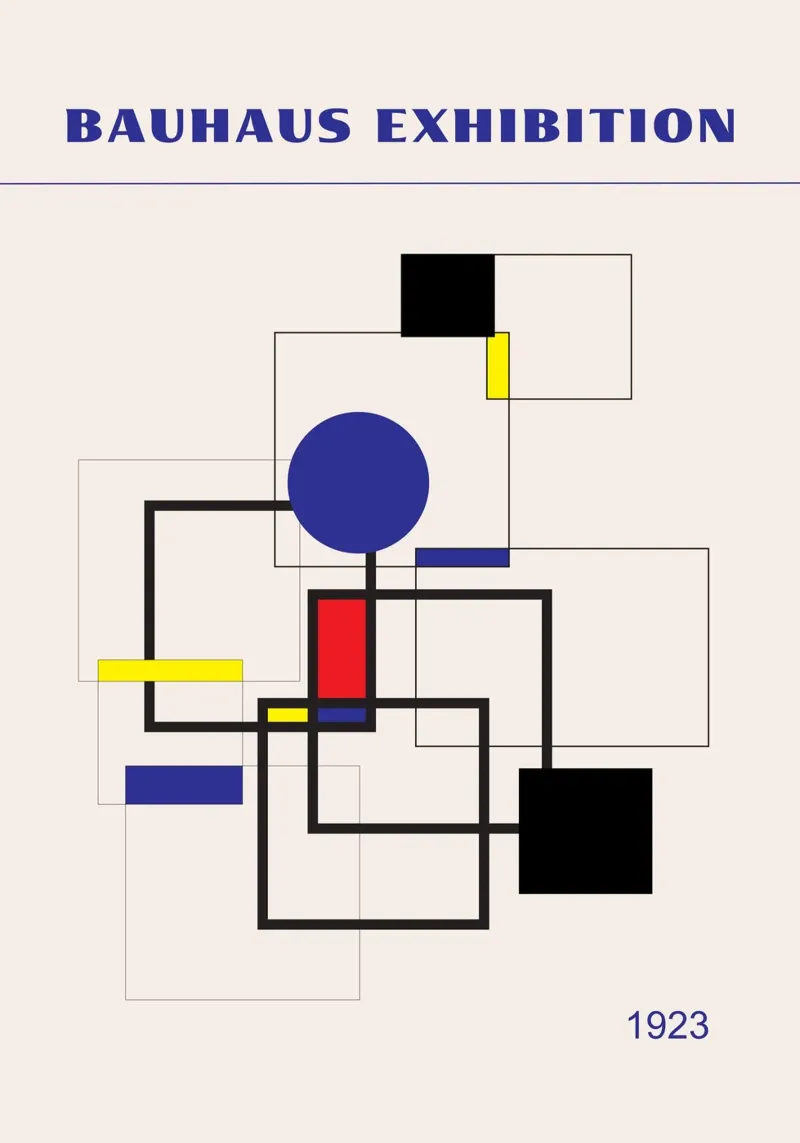 Bauhaus De Stijl Geometric Art | Primary Color Abstract Grid hahnemühle de Grungeo