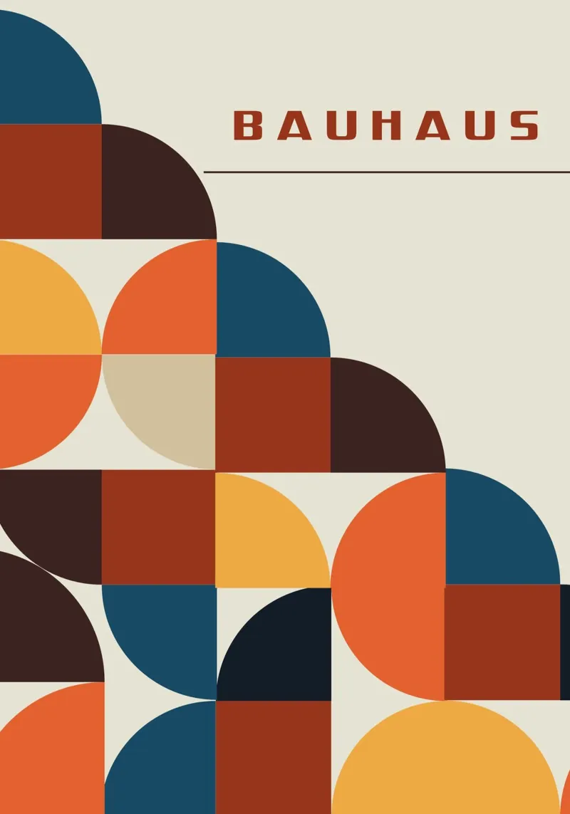 Bauhaus Color Block Quarters: Mid-Century Modern Curve Art canvas by Grungeo