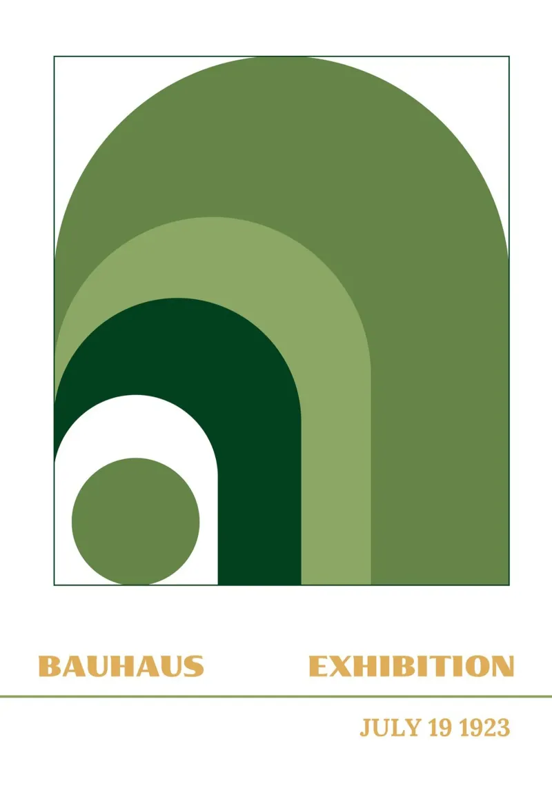 Nested Arch Green Gradient: Bauhaus 1923 Minimalist Poster Hahnemühle von Grungeo
