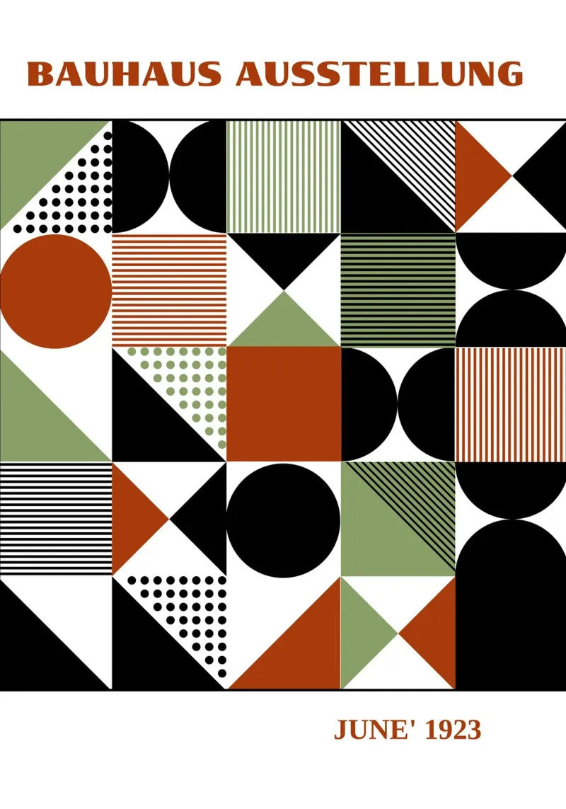 Bauhaus Geometric Grid Art | Terracotta Sage Green Pattern 1 carta hahnemühle da Grungeo