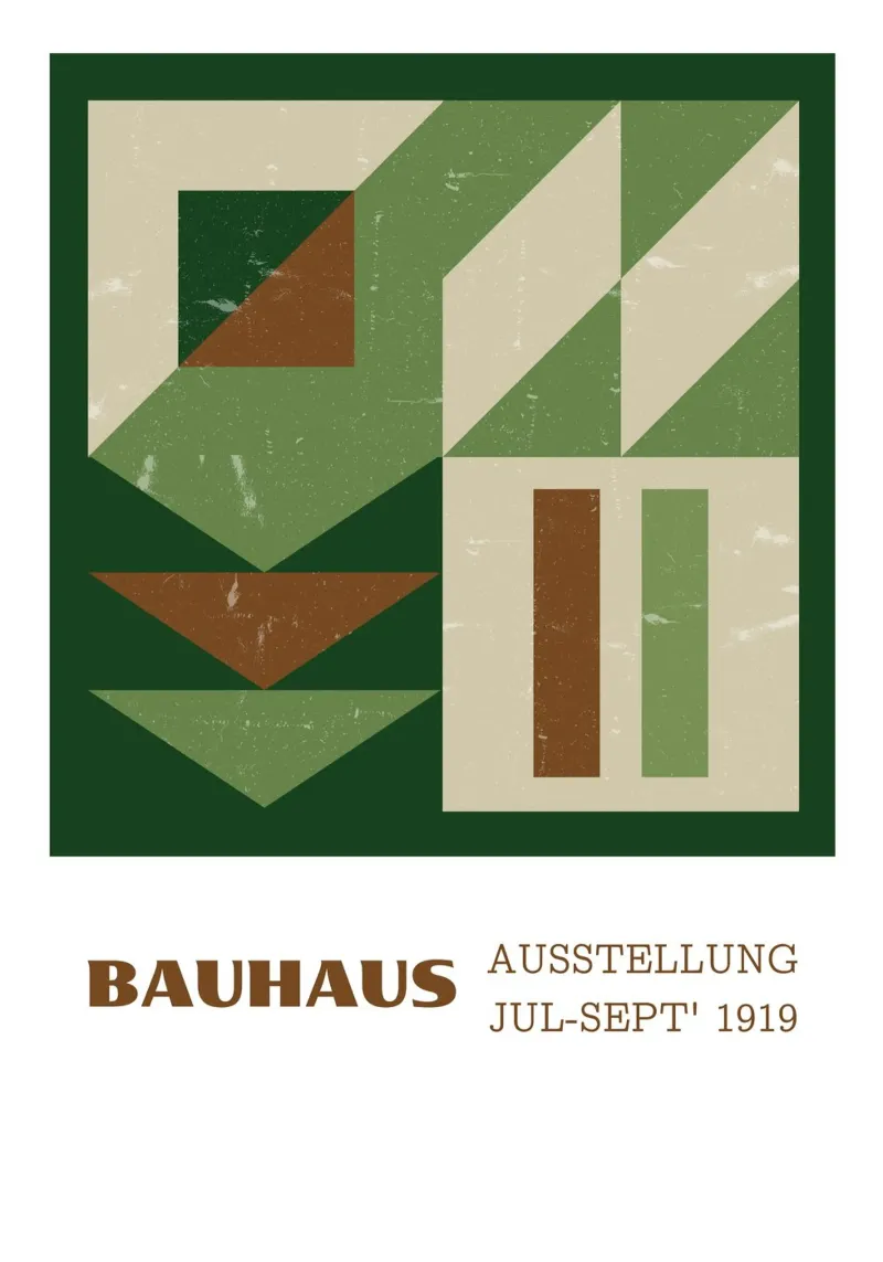 Bauhaus getextureerde abstracte terracotta saliegroen 1919 print canvas van Grungeo