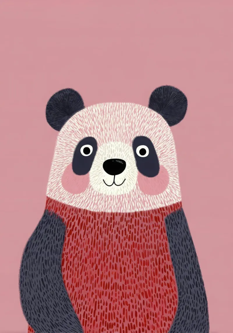 Illustrazione di un panda carino con maglione rosso pellicola backlit da Atelier Ballon