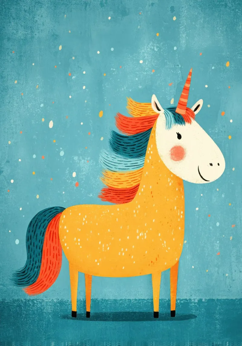 Douce licorne jaune Illustration hahnemühle de Atelier Ballon