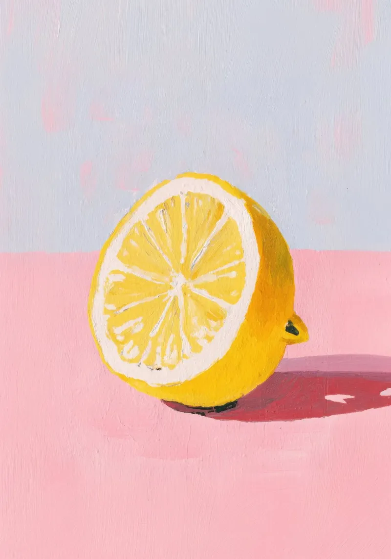 Minimalistische Zitrone Öl-Illustration Hahnemühle von Calm Shapes